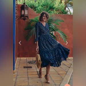 Glory of Love Star Printed Maxi Dress in Navy